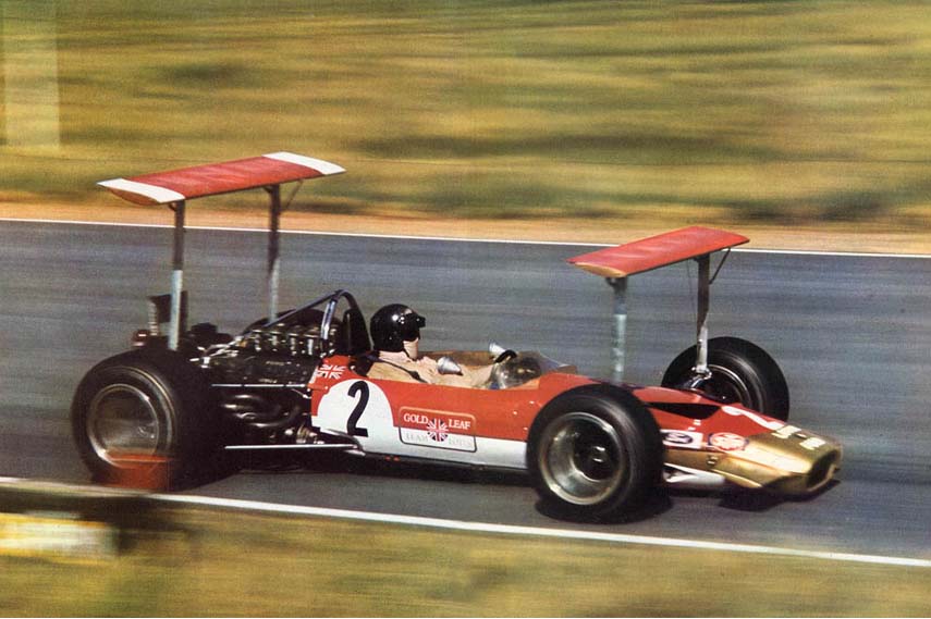 Aerodynamic experiment Lotus 49, Jochen Rindt driving