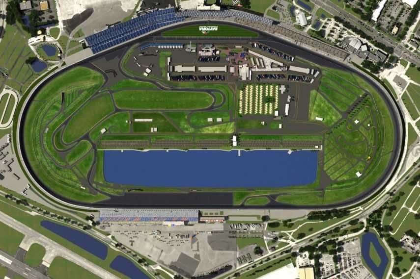 Daytona International Speedway, Daytona oval, infield road course, track layout