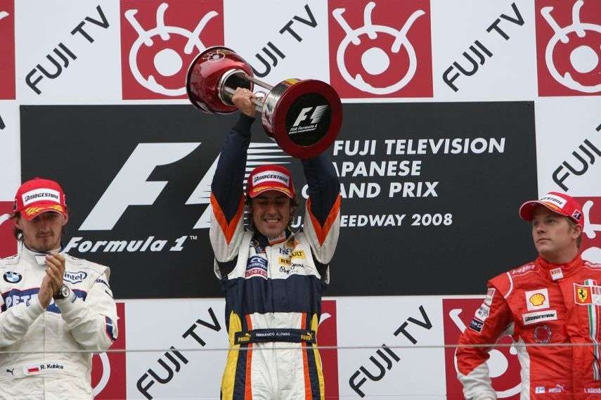 2008 Japanese Grand Prix, Fuji, Fernando Alonso Renault, Robert Kubica BMW Sauber, Kimi Raikkonen Ferrari