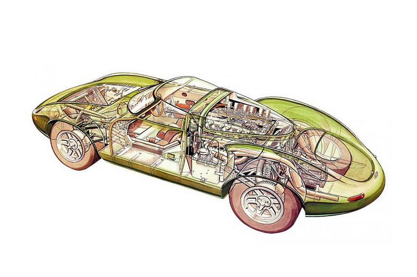 The cutaway of XJ13 shows advanced construction