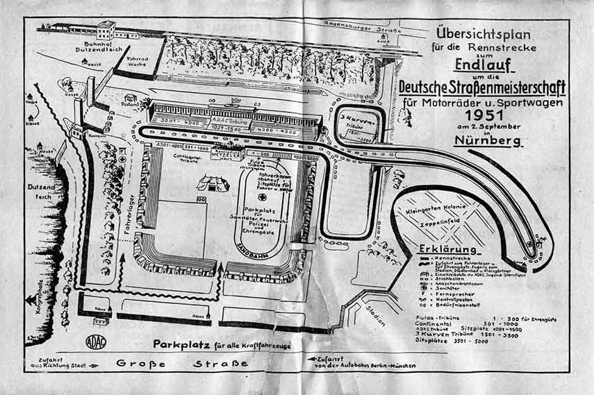 Layout map of the Norisring track in 1951