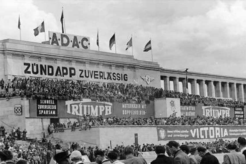 Picture of full stands at Norisring circuit in 1947