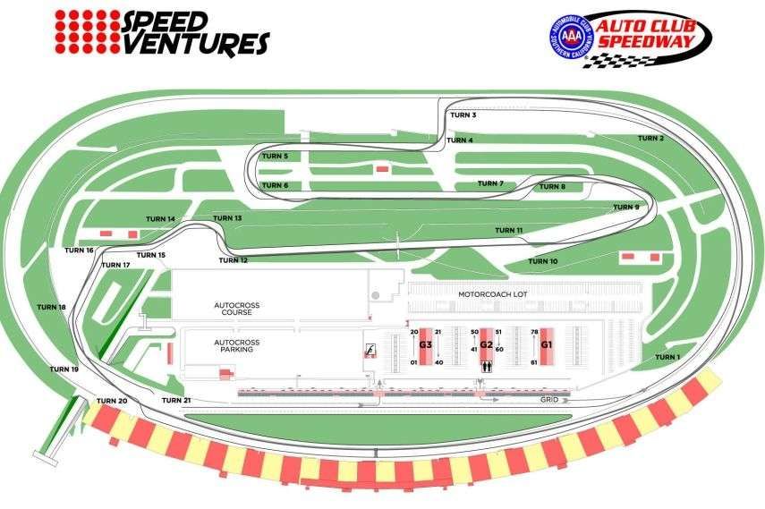 Auto Club Speedway, Fontana, California, oval road course layout