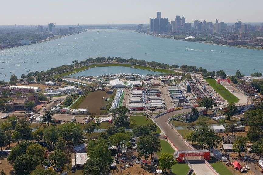 Detroit Grand Prix circuit at Belle Isle island in Detroit river