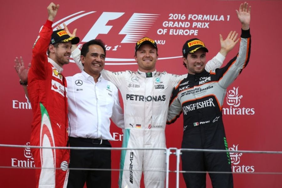 Nico Rosberg celebrating his win at 2016 European Grand Prix, Baku Azerbaijan