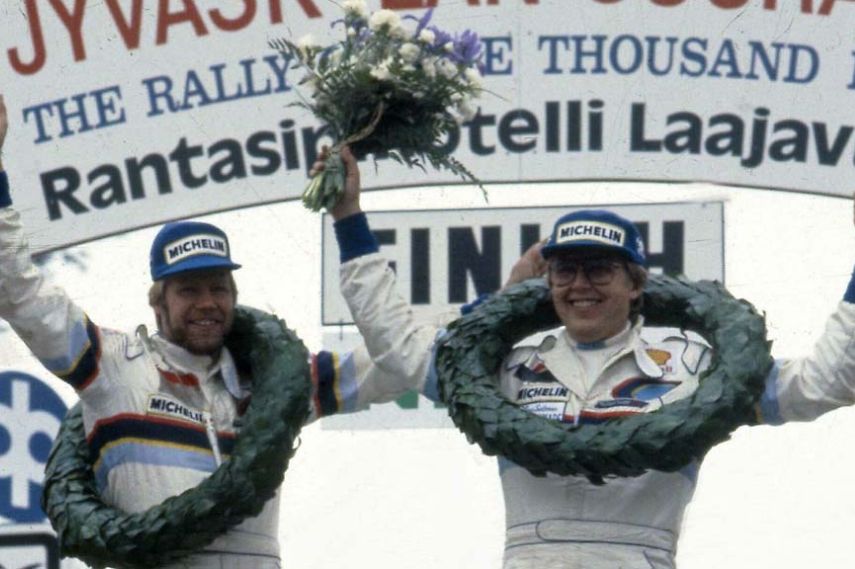 Seppo Harjanne and Timo Salonen in 1985, best group b rallying drivers