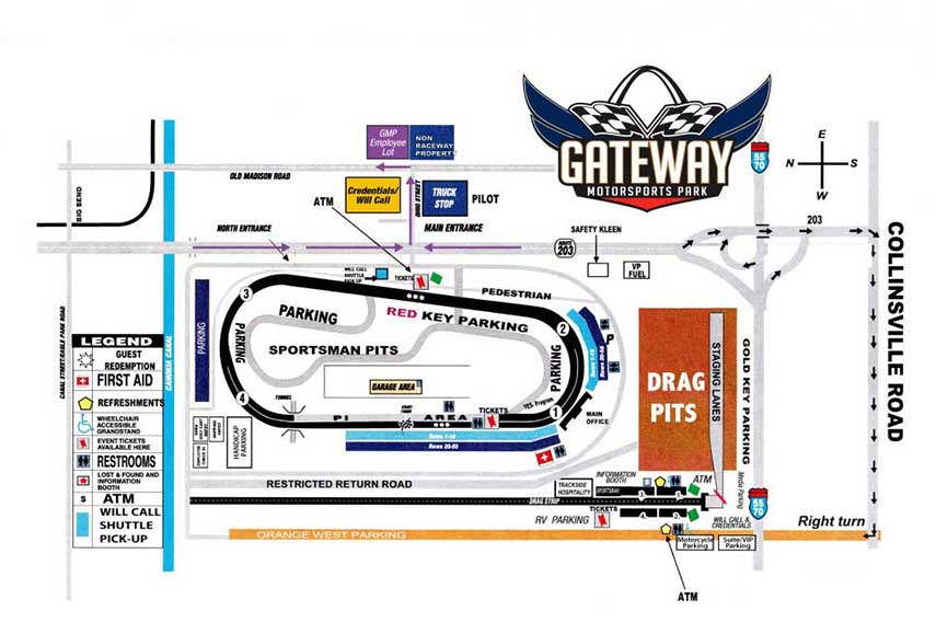 Gateway Motorsports Park map Gateway Motorsports circuit race series racing news event schedule illinois 2019 email facebook NHRA