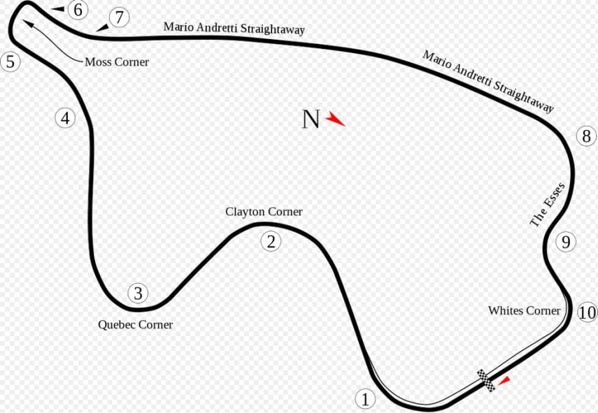 Canadian Tire Motorsport Park map/track layout