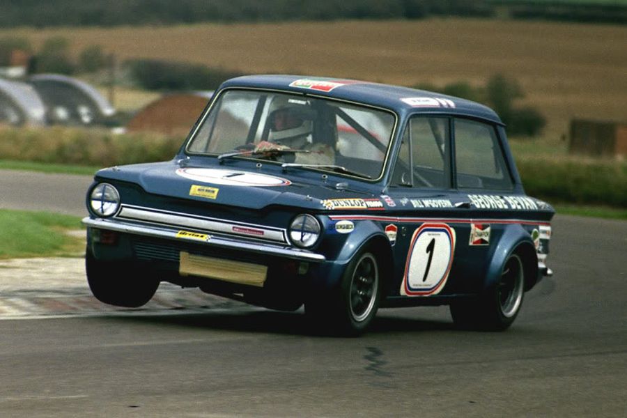 Bill McGovern in a Hillman Imp in 1972