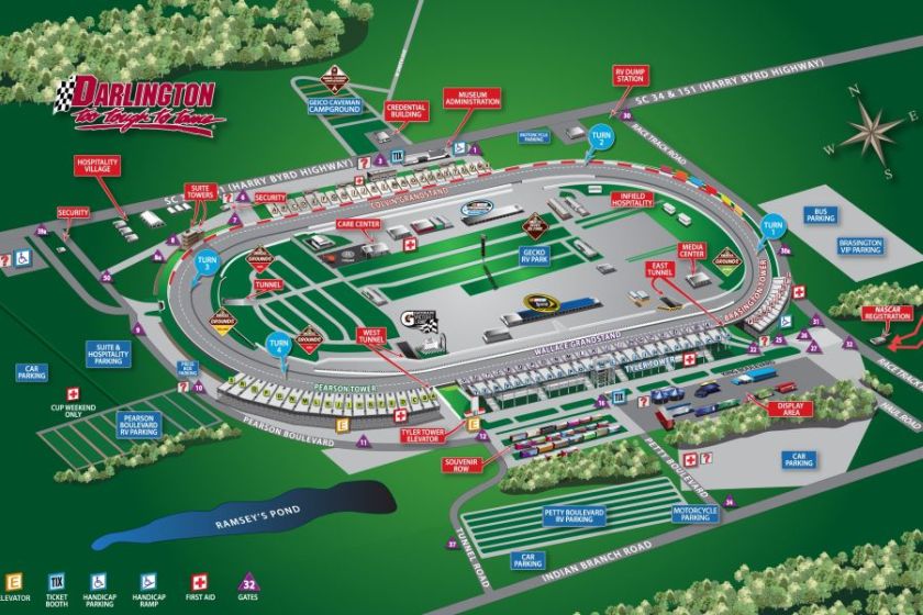 Darlington Raceway map/track layout