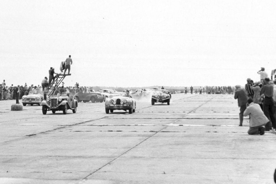 12 Hours of Sebring first race, sport cars racing, 1952, black and white