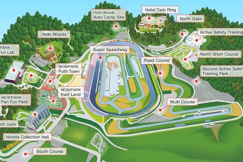 Twin Ring Motegi map, oval super speedway, road course