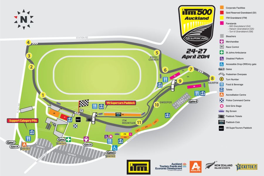 Pukekohe Park Raceway, track layout, map, 2013