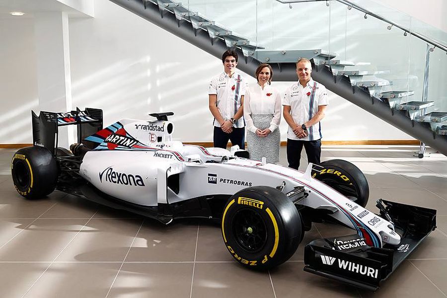 Lance Stroll, Claire Williams and Valtteri Bottas