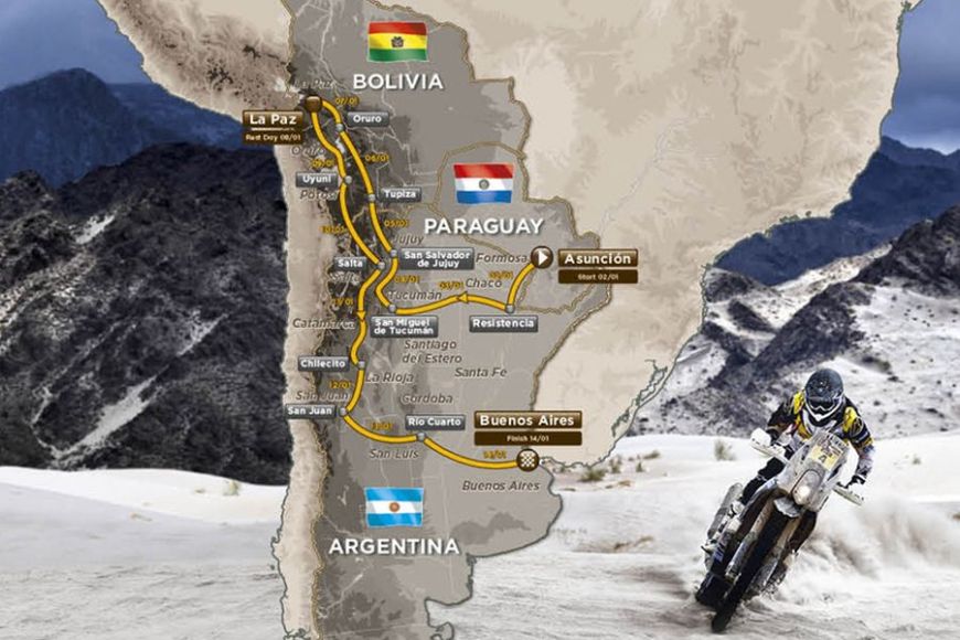 2017 Dakar Rally route: Paraguay, Argentina, Bolivia