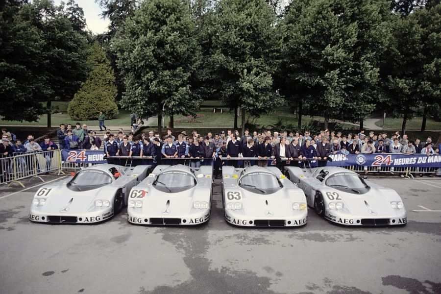 Sauber Mercedes team at 1989 24h Le Mans