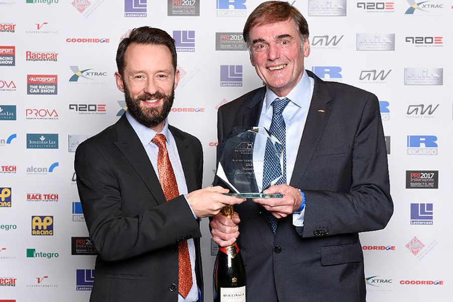 Dick Bennetts receiving the Motorsport Industry Association Award in January 2017