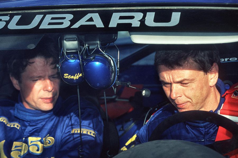 Kenneth Eriksson and Staffan Parmander in the Impreza WRC 97