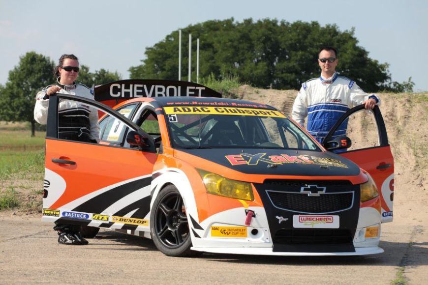 Daniela and Michael Kowalski with Chevrolet Cruze Cup car in 2012