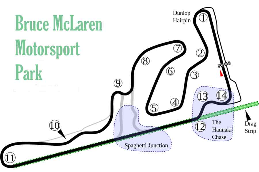 Map / Track layout of Bruce McLaren Motorsport Park 