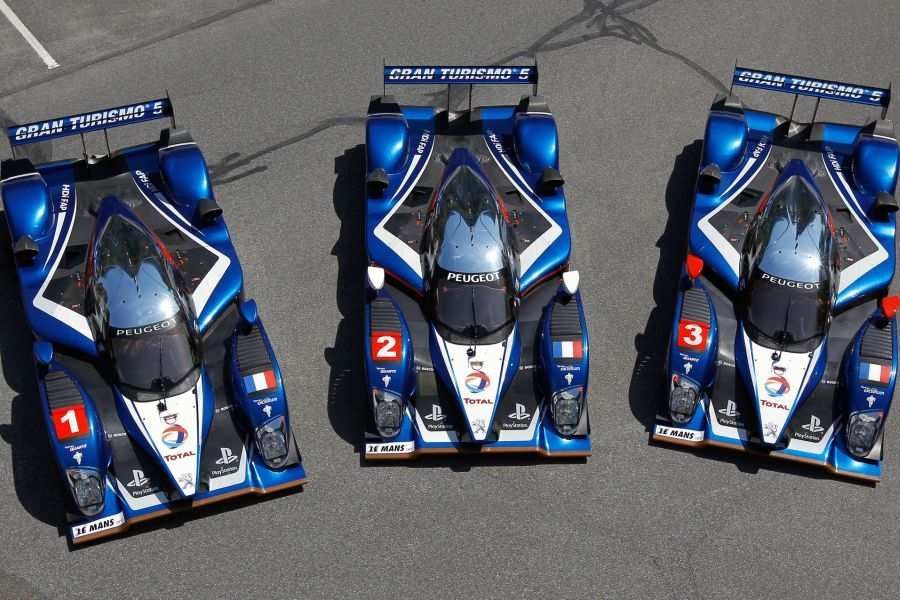 Three factory Peugeots at 24h Le Mans race, 2010