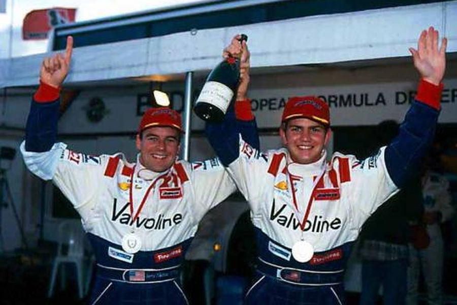 Jerry Nadeau and Tony Renna (right) at Donington Park in 1996 