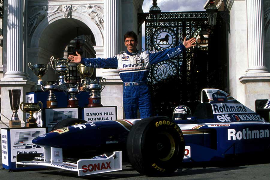 Damon Hill's title win Damon Hill celebrating his title win