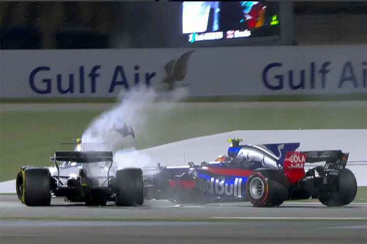 Lance Stroll Carlos Sainz crash Bahrain GP