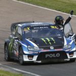 Petter Solberg celebrates victory at Lydden Hill