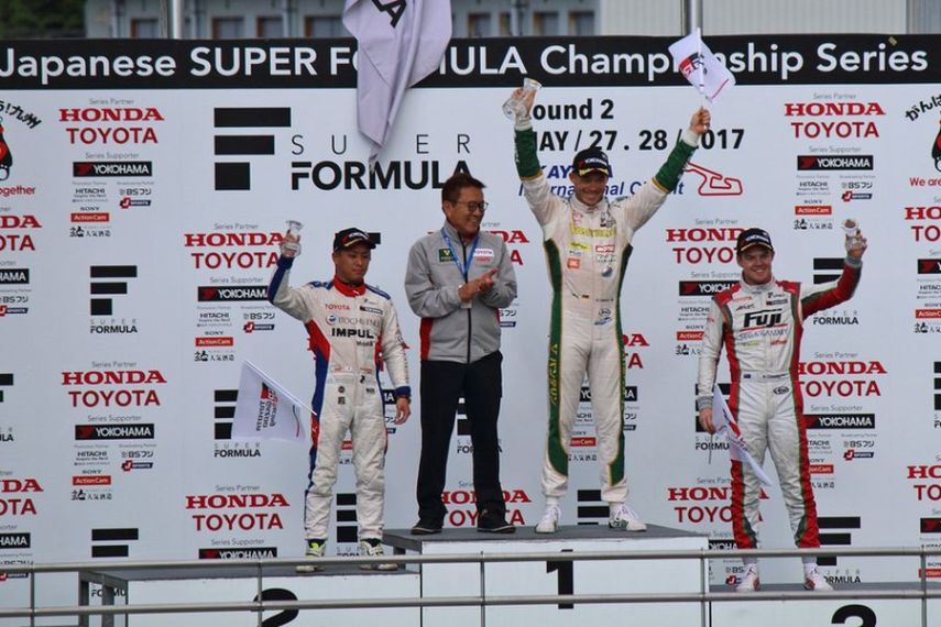 Super Formula Race 1 podium at Okayama International Circuit