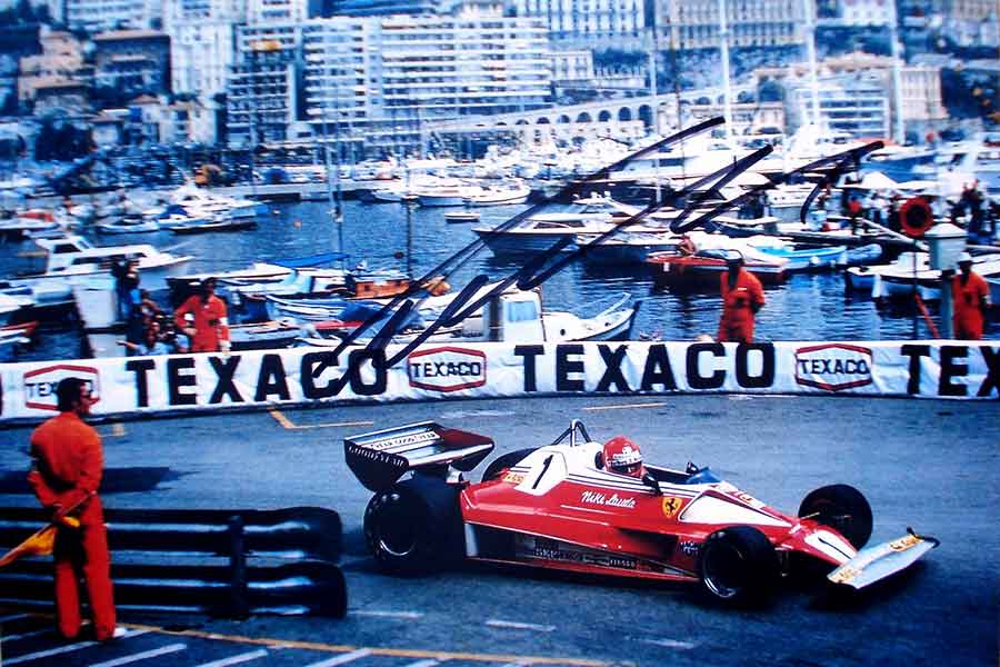 Niki Lauda Monaco Grand Prix 1976 pit view close racing team red cars race monte carlo