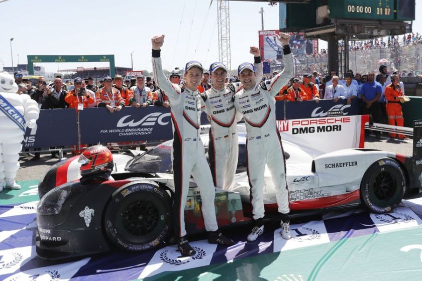 2017 Le Mans winners Porsche LMP Team: Brendon Hartley, Timo Bernhard, Earl Bamber