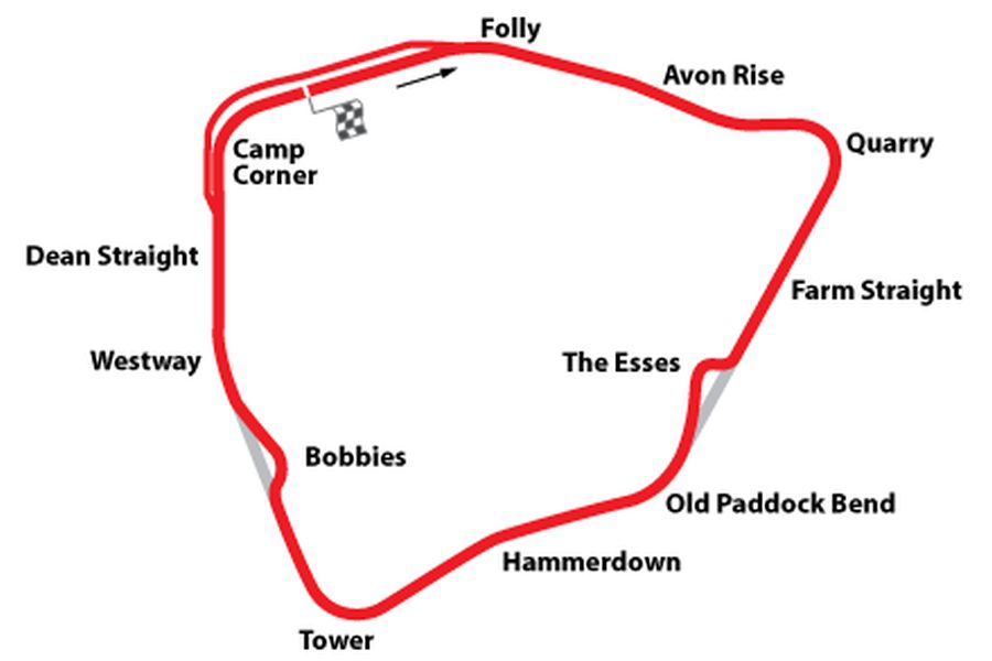 A current layout of the Castle Combe Circuit