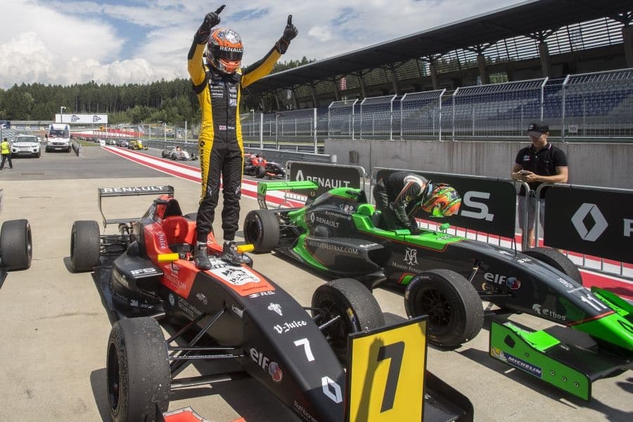 Max Fewtrell clinched his maiden Formula Renault victory at Red Bull Ring