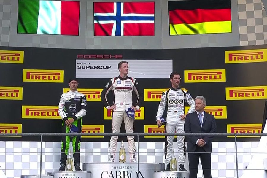 Porsche Mobil 1 Supercup race 1 podium at Spa