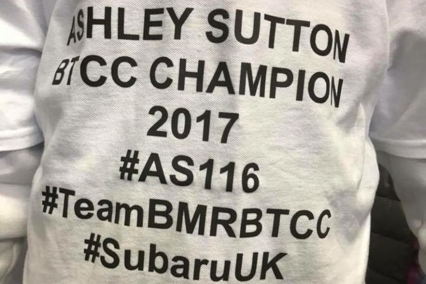Ashley Sutton, 2017 BTCC champion shirt