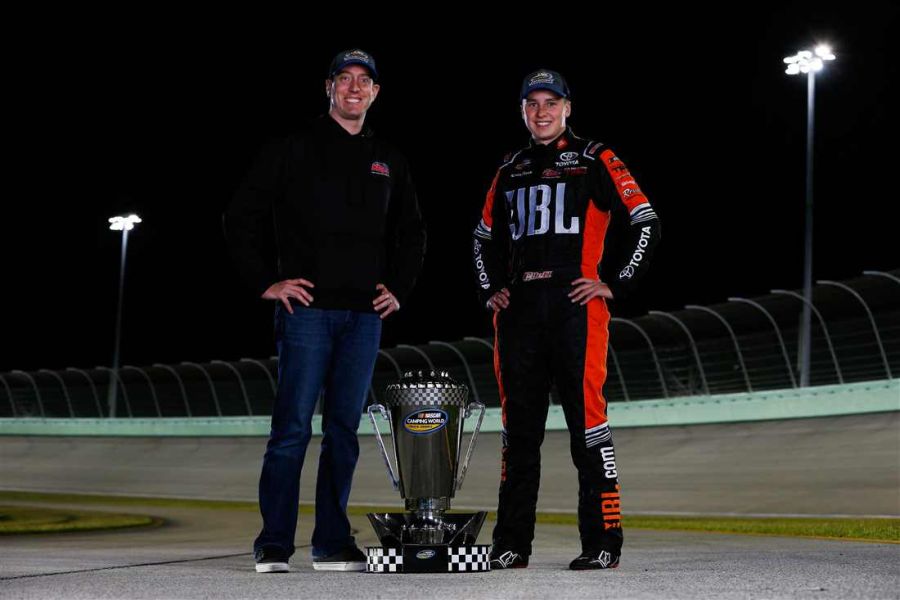 Christopher Bell and team owner Kyle Busch
