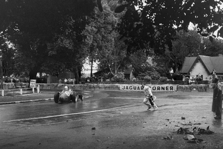 Stirling Moss in the #7 Maserati at 1956 Australian Grand Prix at Albert Park