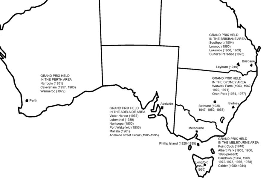 Australian Grand Prix, map of Australia