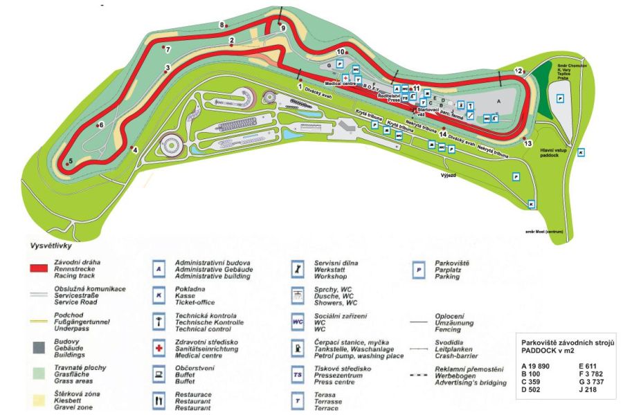 Autodrom Most map/track layout