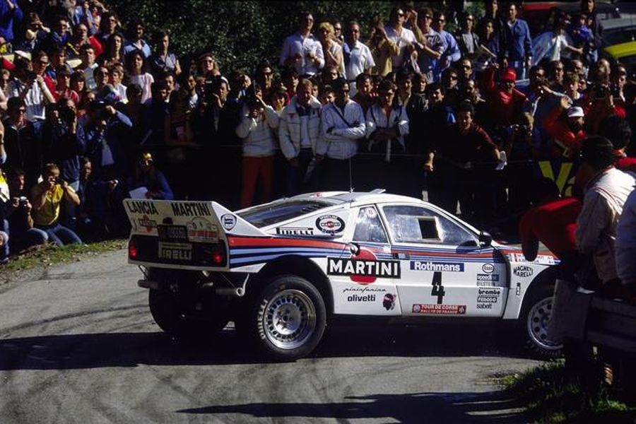 Attilio Bettega in the #4 Lancia 037 Rally before fatal crash at 1985 Tour de Corse