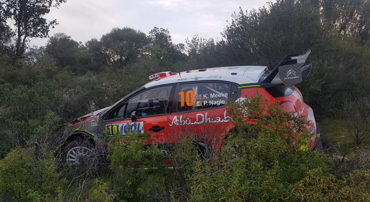 Kris Meeke had a high-speed crash on Saturday's Special Stage 10