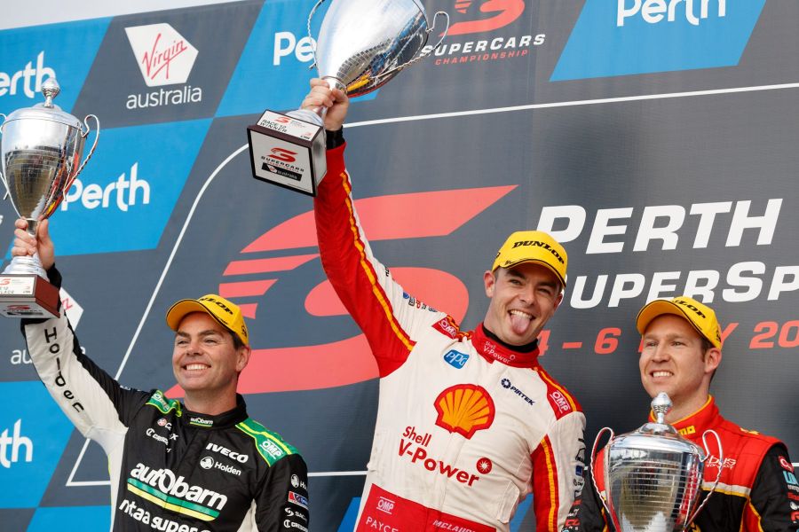 Perth SuperSprint, race 2 podium, Scott McLaughlin winner