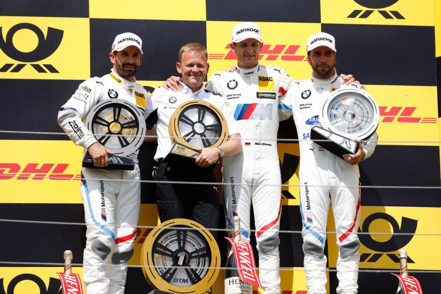 DTM Hungaroring, race 2 podium, Timo Glock, Marco Wittmann, Philipp Eng