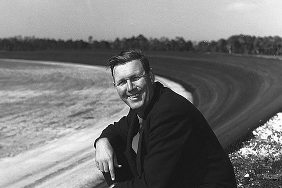 Bill France on the construcion site of the Daytona International Speedway