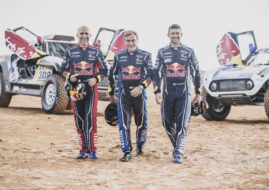 Stephane Peterhansel, Carlos Sainz and Cyril Despres in Erfoud , Morocco on September 24, 2018