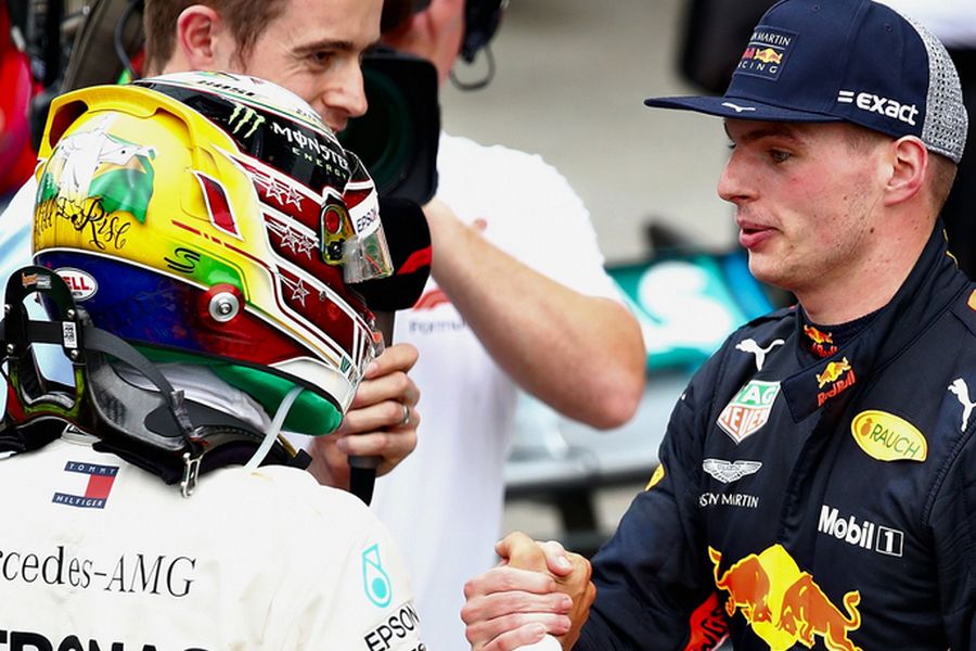 Lewis Hamilton and Max Verstappen, 2018 Brazilian Grand Prix