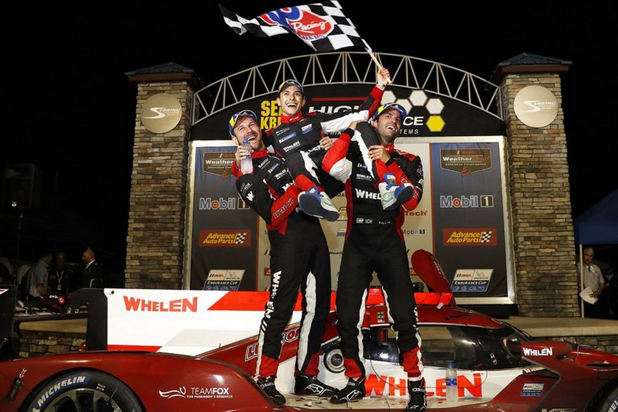 12h Sebring race winners Eric Curran, Pipo Derani and Felipe Nasr