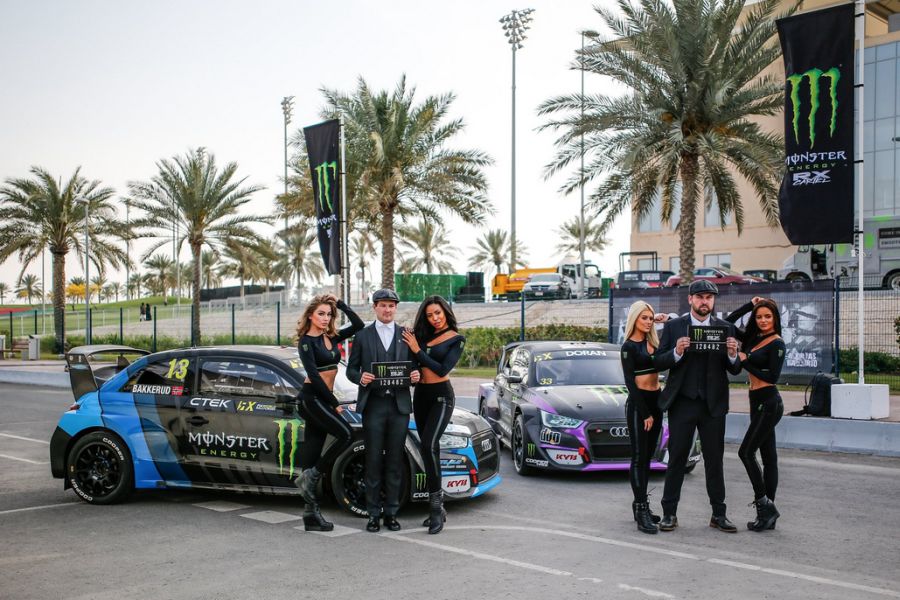 Monster Energy girls with Monster Energy RX Cartel drivers Andreas Bakkerud and Liam Doran