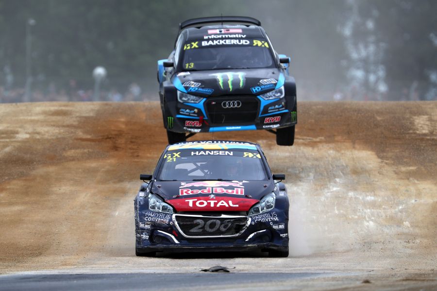 Timmy Hansen and Andreas Bakerud in the Final race at Silverstone